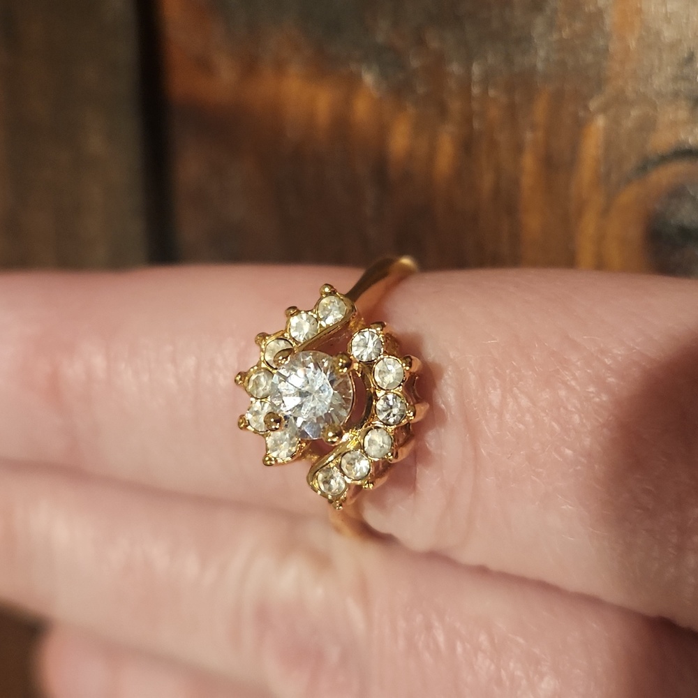 Vintage Gold and CZ Cocktail Ring by House of Holstead Size 8